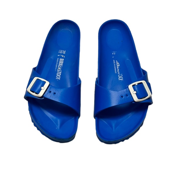 Birkenstock Shoes - Birkenstock Cobalt Blue EVA Single Buckle Slide Sandals